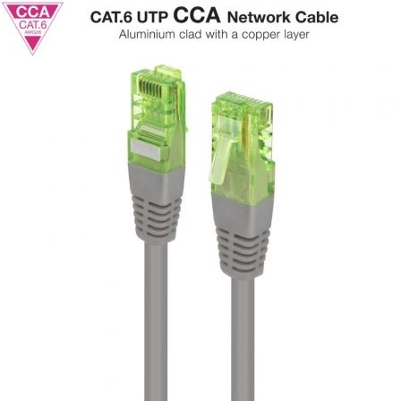 Nanocable Cable de red latiguillo CAT.6 UTP AWG26 CCA, 25 cm, Gris
